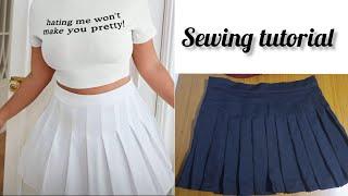 how to cut and sew trending pleating skirt/tennis skirt (beginners friendly)