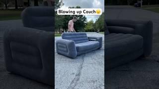 Inflating an inflatable couch until it blows #shorts