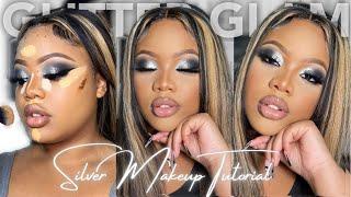 SILVER GLITTER SMOKEY EYE MAKEUP TUTORIAL | VERY DETAILED & BEGINNER FRIENDLY 