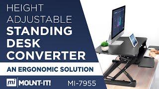 Sit-Stand Converting Desk with Gas Spring | Adjustable Height Standing Desk Converter (MI-7955)