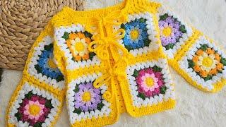 MAKING THE MOTIFTED CARDIGAN MODEL. GRANNY SQUARE. How to make the crocht#tutorial #beginner#CROCHET