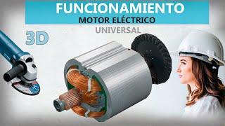 Como funciona un Motor Eléctrico Universal, Explicación Animada 3D  | Pulidora Eléctrica || Conecvid
