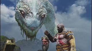 Mimir talking to World Serpent | God of War