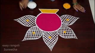 Bhogi kundala muggulu for BEGINNERS for Sankranthi 2023 and Pongal by easy rangoli Suneetha