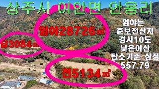 문경부동산#상주시이안면안용리#상안사#상주낮은야산#임야+전+답#전체매매금액9억#