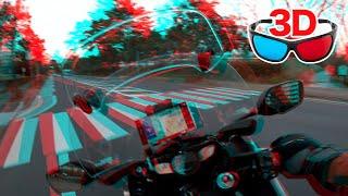 [3D video Anaglyph] Camera flew off while filming video on motorcycle! / red-cyan glasses