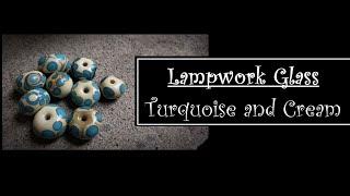 Turquoise and Cream Lampwork Glass Beads