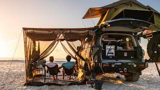 BEACH Camping with Sunset Views [Relaxing Sounds of the Ocean, Cozy Awning Tent, ASMR]