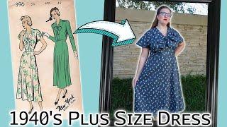 I made a 1940's dress using a vintage PLUS SIZE pattern || 1940's Friendsgiving