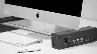 Glass Multimedia Monitor Stand with Speakers