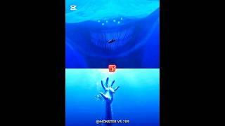 the mysterious hand vs el gran maja°anger fish°blue whale°hippocampus #shorts #viral #monster #the