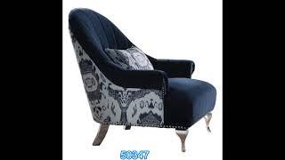 Acme 50347 Everly quinn sienna jaborosa blue velvet fabric tufted back accent chair