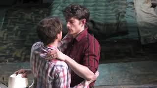 Mike Faist and Lucas Hedges kissing in Brokeback Mountain play