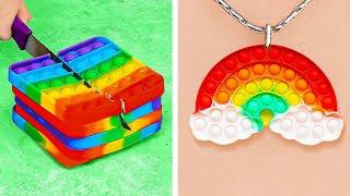 RAINBOW POP IT CRAFTS And DIY Ideas That Will Brighten Your Day || Mini Crafts And Balloon Hacks