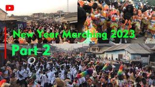 Part 2 - Takoradi Carnival New Year Marching. Supreme Masquerades - Evergreen Band - Ankos