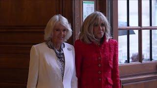 Britain's Queen Camilla and Brigitte Macron launch Franco-British literature award