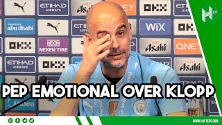 Pep CLOSE TO TEARS in response to Klopp’s praise after winning fourth title in a row
