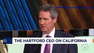 The Hartford CEO Christopher Swift says he's encouraged by insurance reform progress in California