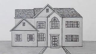 Drawing House - Tutorial, my House With measuring - house drawing simple step by step