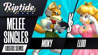 moky (Fox) vs lloD (Peach) - Melee Singles Losers Semis - Riptide 2023