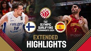 Semi-Finals: Finland  vs Spain  | Extended Highlights | FIBA OQT 2024 Spain