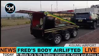 CURRENT SITUATION AS FRED OMONDI'S BODY BEING AIRLIFTED TO KISUMU AIRPORT FOR BURIAL