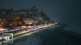 Snowfall Walk in Old Stockholm 4K HDR sweden