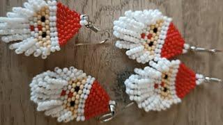 making santa claus earrings with sand bead /kum boncuk ile Noel Baba yapımı