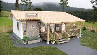 Most charming 21'x30' (6,5x9m) Small Cottage House | 2 Bedrooms Small House IDeas | Smart Plan