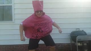 Eating white Obama in a whoopie cushion costume