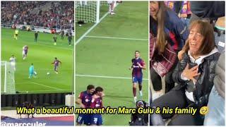 Marc Guiu's family reaction to his winning goal seconds after his debut for Barcelona  ️