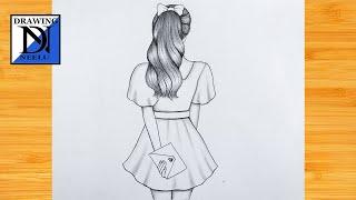 How to Draw Girl Backside | Very easy pencil drawing | Easy drawing tutorial | Girl drawing easy