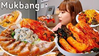 Sub)Real Mukbang- Cooking Raw Oyster Boiled Pork  Spicy Noodles  Kimchi  ASMR KOREAN FOOD