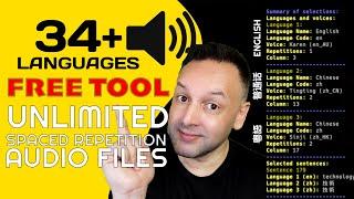 The Ultimate FREE Vocab Tool for Language Learning Spaced Repetition Audio Files - 34+ Languages