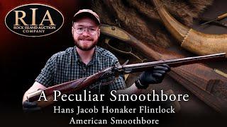 An odd flintlock smoothbore muzzleloader | Hans Jacob Honaker Attributed American Longrifle | RIA