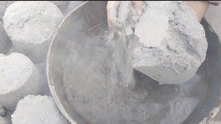 New dusty soft crispy gritty cement crumble in water+dry on paste floor 
