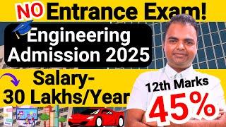 BTech Admission 2025, BTech Admission without JEE Mains, BTech Admission on 12th Marks Basis #btech