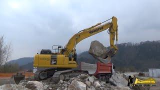 KOMATSU PC 290 11 EXCAVATOR LOADING BIG ROCKS ON TRUCK