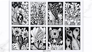 8 Zentangle Art For Beginners | ZentangleArt| Doodle Art