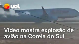 Avião na Coreia do Sul sai da pista, colide contra muro e deixa mortos, veja vídeo do momento