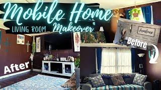 Mobile home living room makeover | Dark Aesthetic living room | Dark Western Boho style