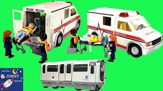 Johny Plays With Playmobil Ambulance Truck Toy & Subway Train  Ambulance For Kids