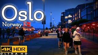 Walk with Me in Oslo | Midnight on a Summer Weekend in Aker Brygge | 4K HDR | June 2024