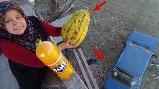 Ayşe TAM 6 Kiloluk DEV Kavunu Arabanın Tepesine DİKİNE ÇAKTI   Car VS muskmelon  Experiment