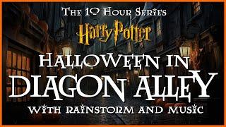 Halloween In Diagon Alley w/Music & Rain  Harry Potter | For Sleep,Studying,Relaxing [10 Hours-HD]
