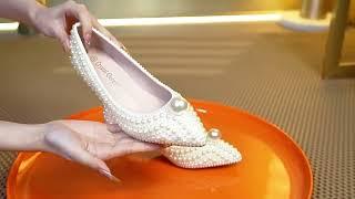 Elegant White Pearl Wedding Shoes