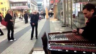 Cimbalom (Open Piano) street performance by George Balan, Stockholm, Sweden.