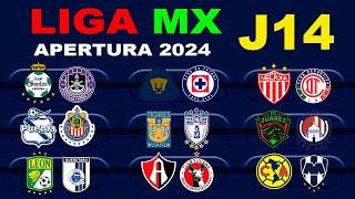 FECHAS, HORARIOS Y CANALES PARA LA JORNADA 14 DE LA LIGA MX APERTURA 2024