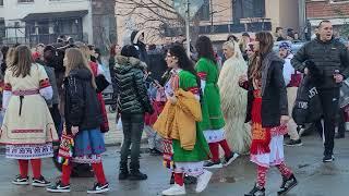 Kukeri festival in  Petrich, Bulgaria  dance on the streets. Community Vizdol.