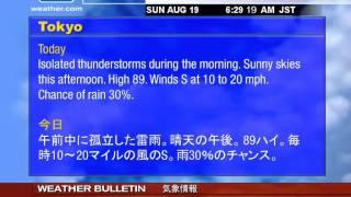 WeatherStar XL Emulation - Tokyo, Japan - Sunday, August 19, 2012 (6:40 AM JST)